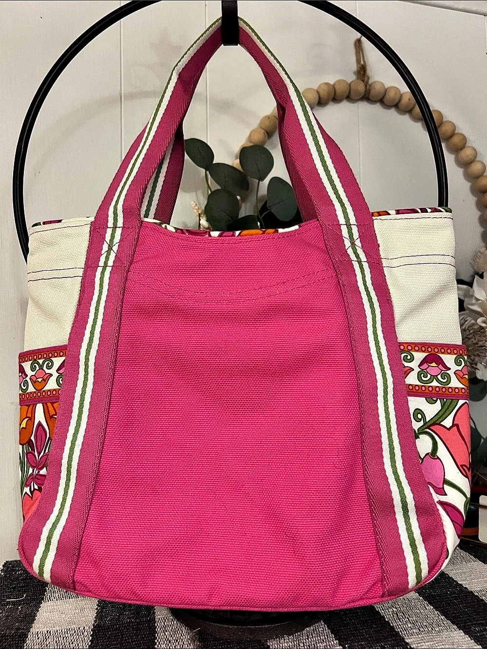 Vera Bradley Quilted Tote Bag Julep Tulip Floral Pink & White